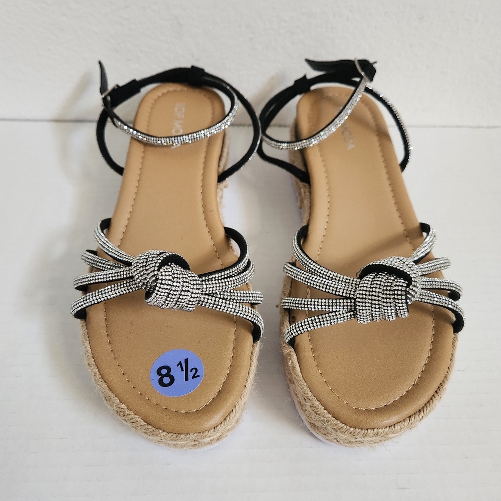 Top moda Knotted Rhinestone Wedge Sandals Bling Bling Platform Size 8,5